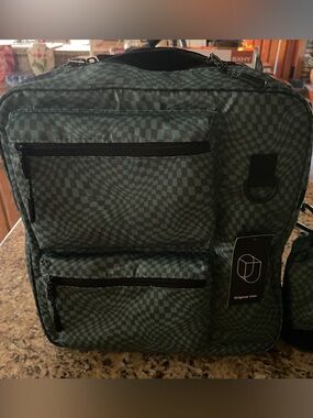 Original Use Green Checkerboard Kids Backpack with Front Pockets
